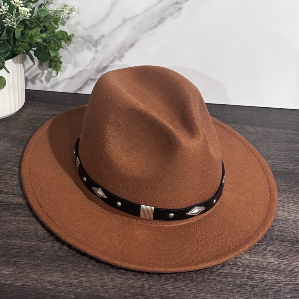 Brown Fedora Hat with Black Band
